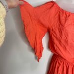 Venus  Y2K 2000s orange drawstring romper swimsuit coverup small ruffle sleeve Photo 2
