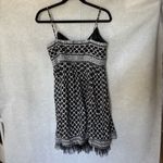BCBGMAXAZRIA Black White Geo Print Babydoll Sequin Silk Blend Tulle Hemline Y2K Photo 1