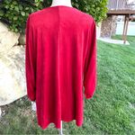 Ny Collection  Women's Red Open Front Suede Draped Cardigan Photo 7