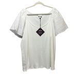 Ava & Viv AVA‎ & VIV White Ribbed Knit Top 3X Flutter Sleeve Square Neck Blouse NWT Photo 0