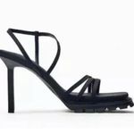 ZARA Black Strappy track High Heel Sandals Lug Sole Leather Size 41 NWOB Photo 3
