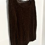 Berretti Cable Knit Sweater L Italian Wool Blend Chocolate Brown Quiet Luxe Cozy Size L Photo 3