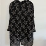 Multiples  Women's blouse black and white embroidered 3/4 tab sleeves Photo 6