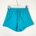 We Wore What Aqua Blue Terry Cotton Relaxed Fit High Rise Pull On Sweat Shorts S Photo 2