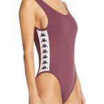 Kappa  222 Banda Auber Bodysuit Maroon Side Stripe Logo 80's Sporty Photo 3