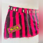 Dolls Kill Current Mood Patched Studded Striped Mini Skirt Size XS Photo 4