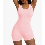 NWT One Piece Short Catsuit Women Large Bodycon Tank Jumpsuits Rompers Pink Photo 1