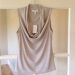 Forever 21 Drape Neck Sleeveless Top Champagne Tan Shimmery Shirt Womens Small Photo 4