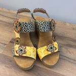 L'Artiste By Spring Step Radd Floral Cork Wedge Sandals Women's Yellow Size 9 Photo 3
