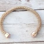 Gold Tone Cuff Bracelet with Light Pink Gem Ends Photo 7