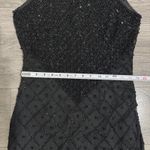 90s Laurence Kazarian 100% Silk Black Beaded Halter Neck Gown High Neck Slit L Size L Photo 12