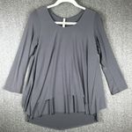 Last Tango Tunic Top Gray Layered Long Sleeve Stretch Knit Staple Small Photo 1