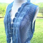 Chico's  Lilly Lace Vest Indigo Blue size 8 Photo 9