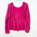 HEATHERLY Blouse Women Size XXL Hot Pink Y2K V Neck Flared Sleeve Semi Sheer NWT Photo 2