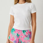Lilly Pulitzer  Lounge Shorts Women's Large Floral Coral Pink Teal‎ Purple Casual Photo 0