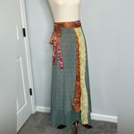 Vintage Reversible Sari Layered Wrap Maxi Skirt Bohemian Multicolor Fabrics OS Size undefined Photo 2