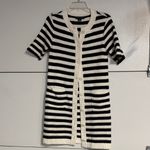 Sanctuary  WOMENS BUTTON FRONT KNIT BLACK WHITE STRIPE MINI DRESS SMALL Photo 1