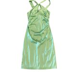 Donna Ricco Green Satin Keyhole Halter Dress Photo 1