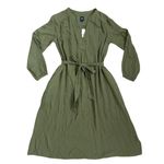 Gap Crinkle Gauze Tie-Waist Midi Dress Desert Cactus Green Size Medium Photo 8