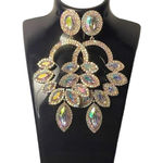 New! Rain Drop Rhinestone Luxury Exaggerated Gem Earrings for Women Silver Photo 1