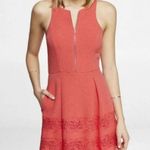 EXPRESS NWOT Hot Pink Coral Lace Sleeveless Mini Dress With Front Zipper Size 4 Photo 1