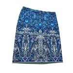 Talbots  Women's Size 8 Blue Paisley Print Knee Length Skirt Lined Zip Closure Photo 1