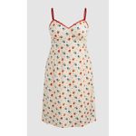 Cider  Curve 2X Midi Slip Dress Floral V Neck Lace Trim Smocked Cream Red Blue Photo 3