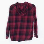 Garage  Womens Medium Flannel Hoodie Long Sleeve Plaid Button Up Shirt Streetwear Photo 6