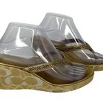 Coach Louann Gold Signature Logo Platform Wedge Sandals Women Size 8 Photo 8