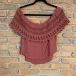 Socialite Off Shoulder Top Womens Size Small Pink Lace Trim Blouse Casual Boho Photo 1