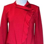 CAbi Style #3546 Red Square Celebration Jacket Women’s Small Houndstooth Ruffles Photo 2