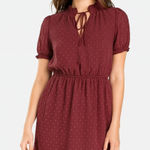 Monteau Los Angeles Swiss Dot Short Sleeve Dress with Necktie – Size Medium Purple Photo 0