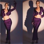 House Of CB  'Colette' Grape Satin Low Waist Midi Skirt‎ NWOT Size S Photo 3