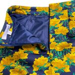 Anthropologie Isla Maude Yellow Floral Brocade Midi Skirt Navy Lined High Waist Blue Size XXS Photo 3