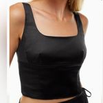 Aritzia  Wilfred Black Satin Shine Bustier Top Photo 0