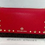 Michael Kors Crimson Jet Set Small Studded Leather Crossbody Clutch Photo 1
