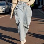 Simple Society  High waist rise balloon jean jeans roll cuff NEW NWT light wash Photo 8