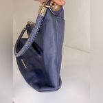 Elaine Turner  Blue Leather Hobo Braided Shoulder Bag Gold Hardware VGUC Photo 12
