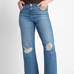 EXPRESS  Sz 16 Jeans 90's Ankle Boot Jeans Mid Rise Distressed Holes Blue Women's Photo 0