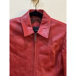 Whet Blu Leather Jacket Womens Size Medium Petite Red Zip Up Photo 1