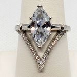 Sterling Silver CZ V Shaped Marquise Ring (8) Silver Photo 1