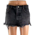 ZARA  Women's Black Mid Rise Frayed Raw Hem Cut Off Denim Jean Shorts Size 6 Photo 0