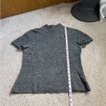 Mendocino. Charcoal Gray Merino Wool Short Sleeve Mock Turtleneck Sweater.  Med. Photo 4