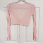 Korean Y2K Cottage Pastel Baby Pink Thin Crop Ribbon Tie Cardigan Size XS Photo 6