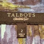 Talbots  Skirt Women’s 2 Blue Green Cotton Spandex Pleated Side Zip Workwear Photo 2