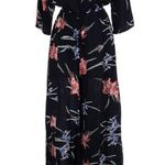 Jaase Anthropologie  Black Floral Wide Leg Bohemian Pant Jumpsuit Size Small S Photo 0