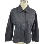 Chico's 3 Platinum Cotton Black Denim Jacket Sequins/Embroidery XL NWOT Photo 0