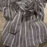 Love Tree  Off Shoulder Tie Sleeve‎ Cropped Gray White Striped Blouse Size Large Photo 5