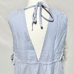 ASOS New Seersucker Plunge V-Neck Tie Waist Mini Sundress Blue White Size 4 Photo 13