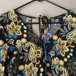 Forever 21  sz M black yellow bell sleeve‎ boho blouse Photo 1